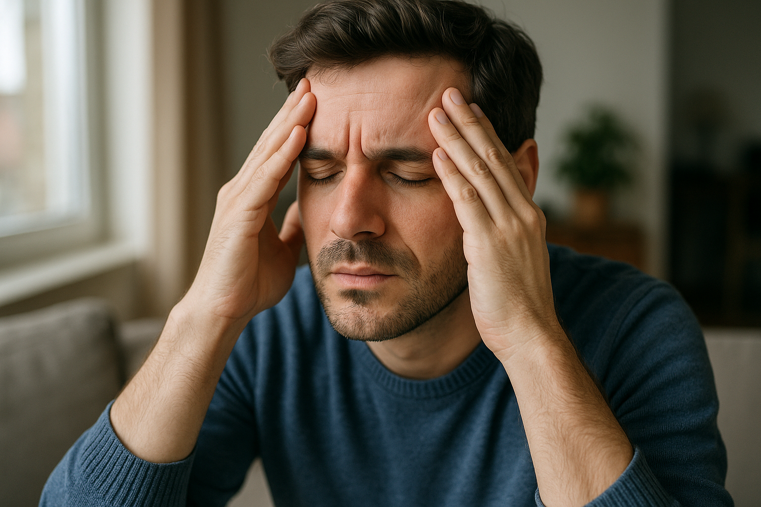 Illustration of a man experiencing daily stress, a common challenge in the modern world