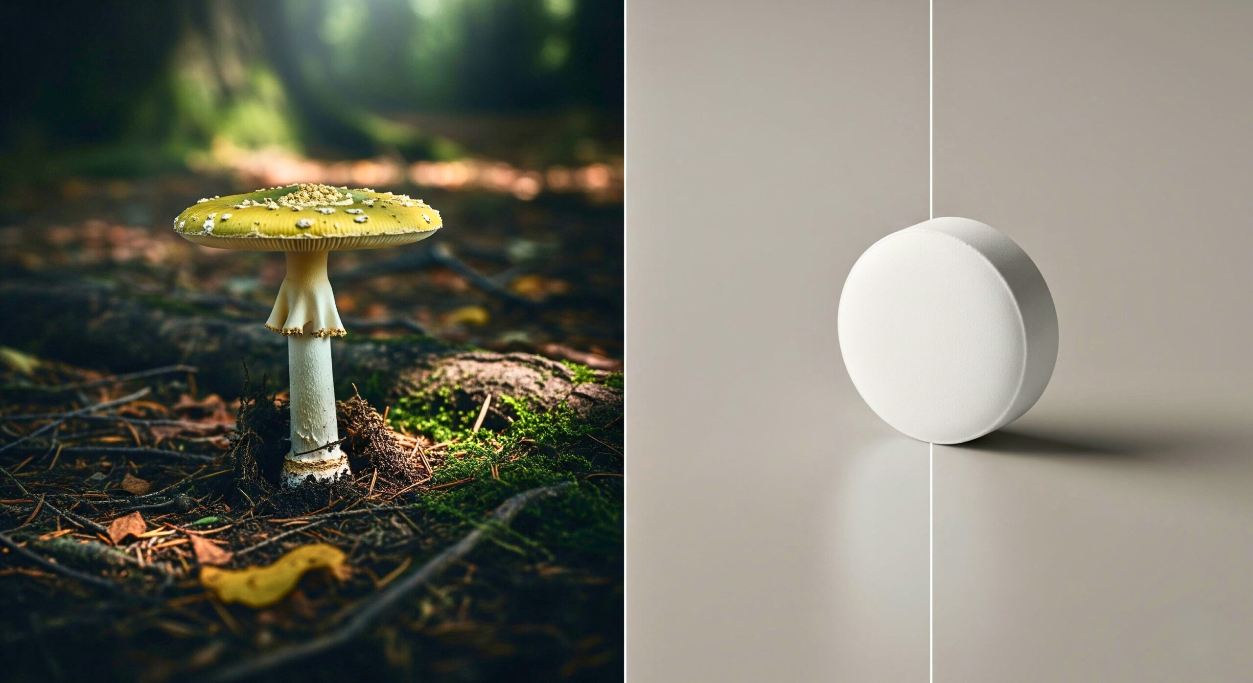 A split image challenging wellness washing myths about natural products.
