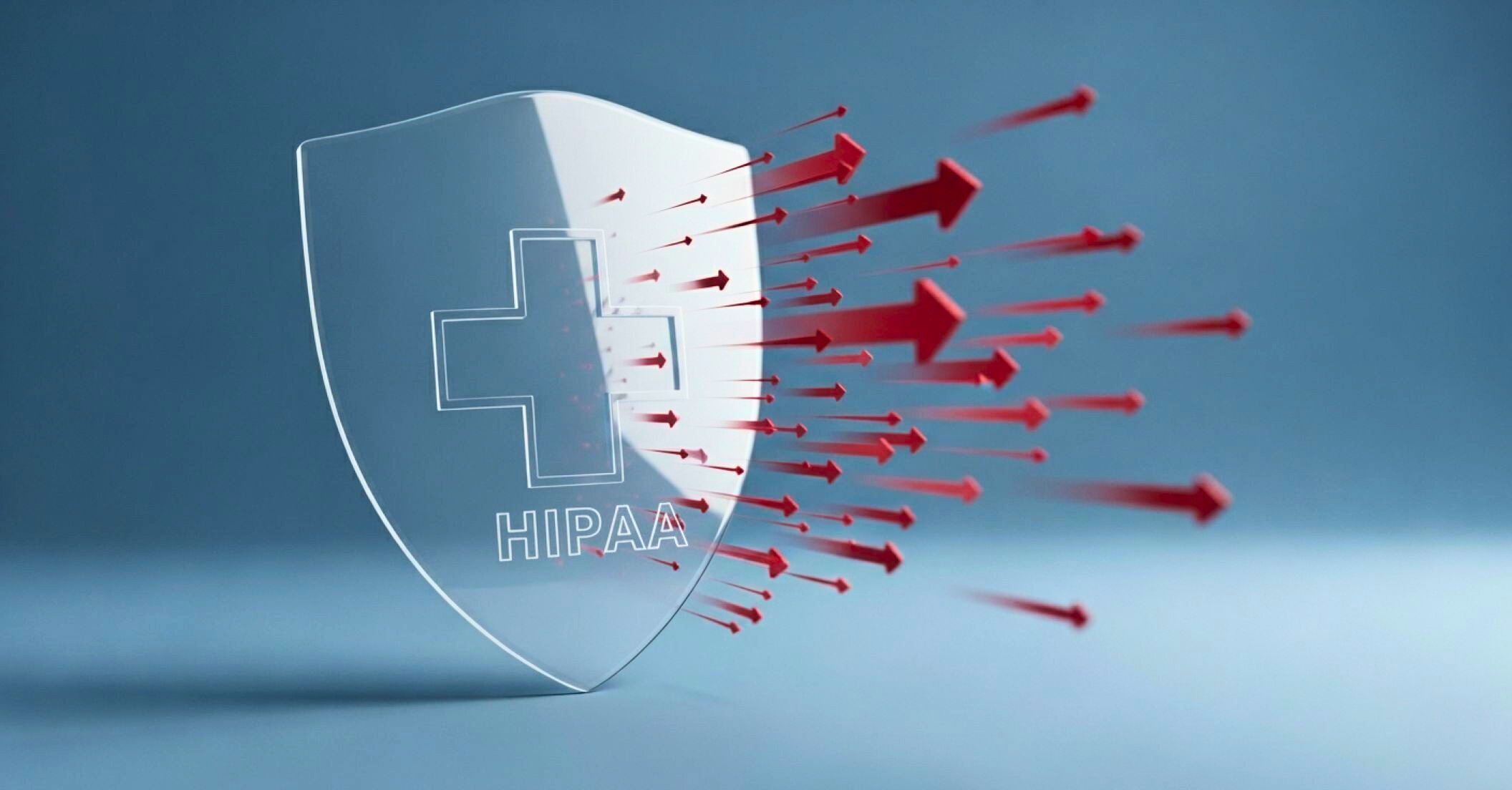 A shield with a medical cross on it, symbolizing HIPAA's protection of patient data.